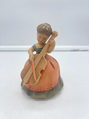 Vintage Reuge Anri Girl Playing Violin Musical Figurine